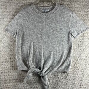Madewell Women's Gray Knit‎ Tie-Front Short Sleeve Top